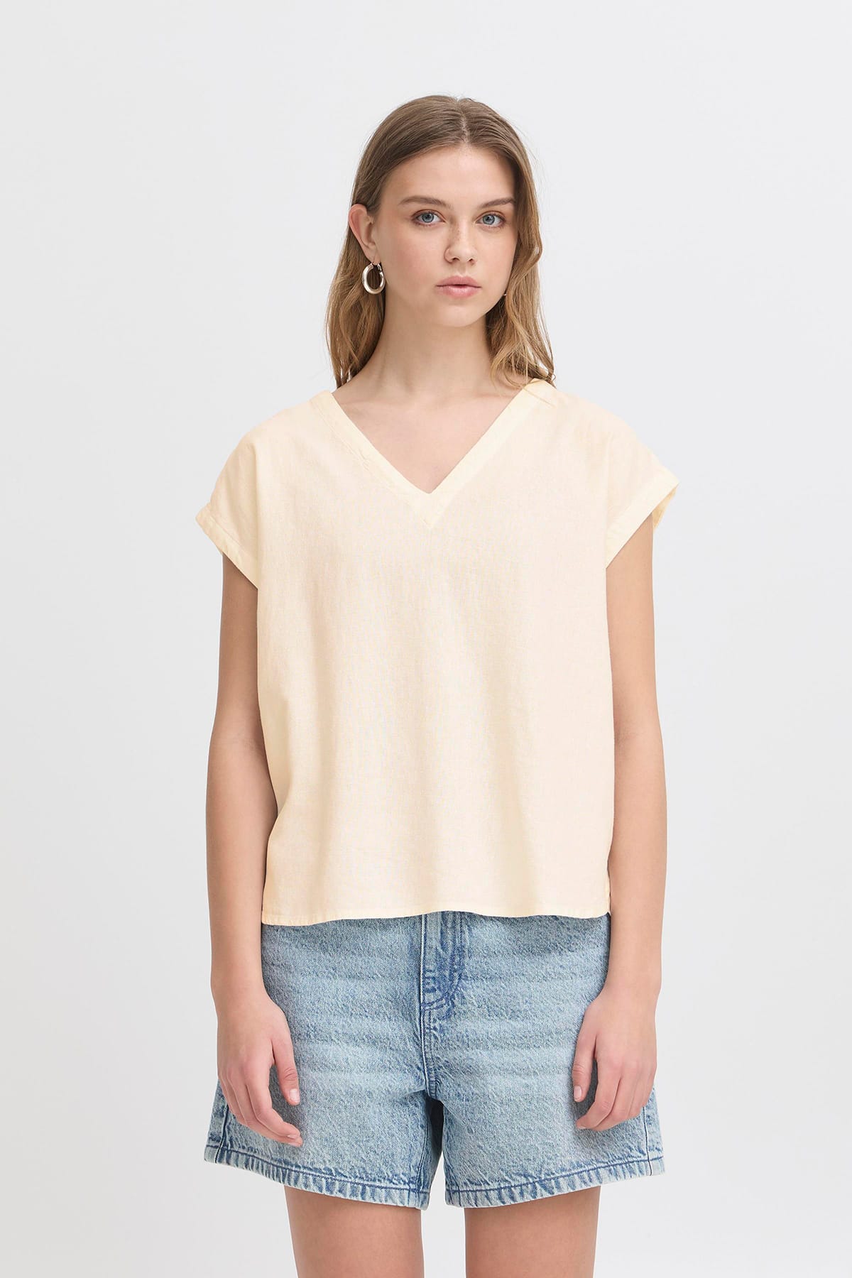 Bluse IHLINNO SS Natural Ecru Bluse ICHI