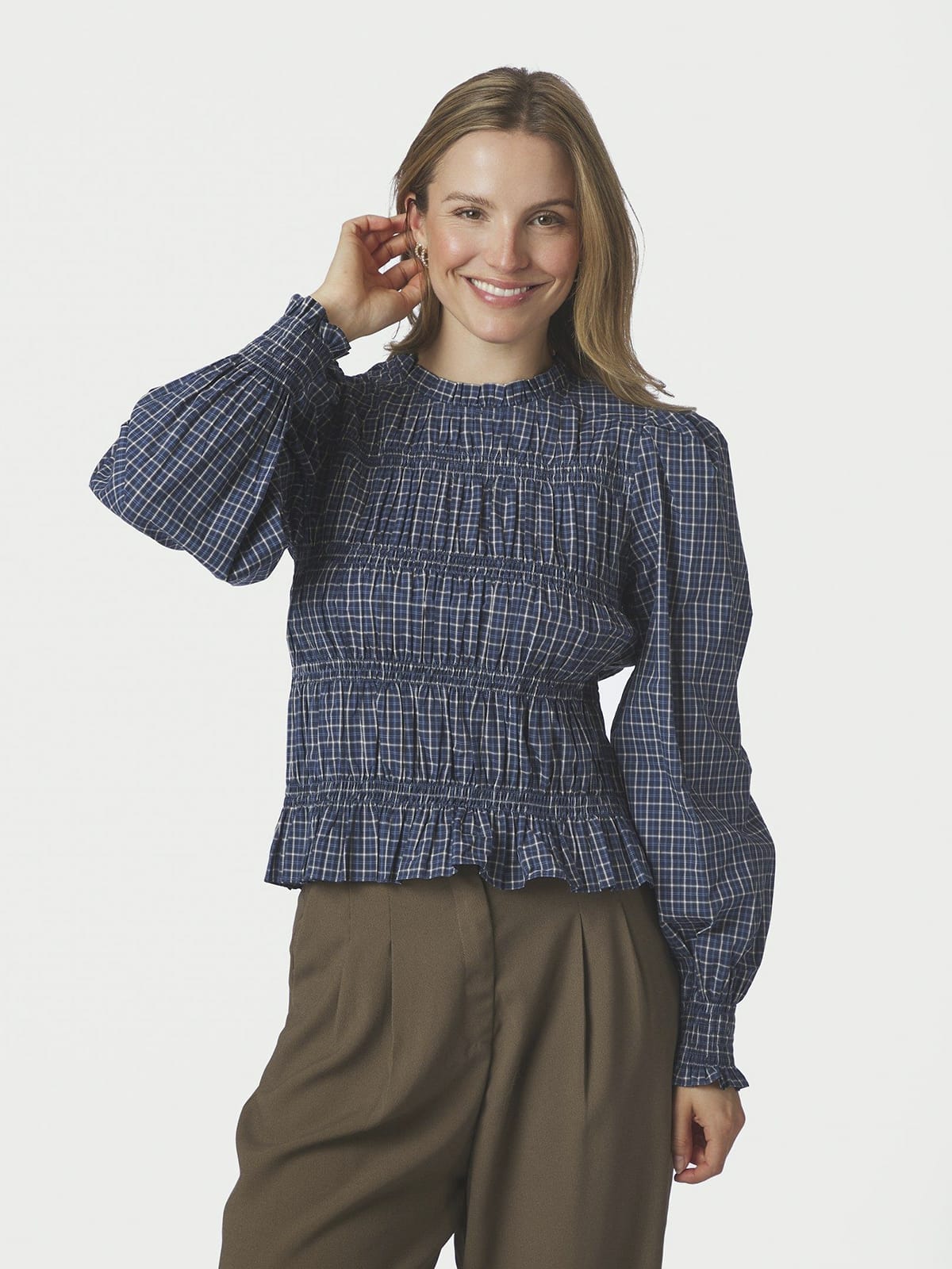 Bluse Marcia Check Blue Bluse Neo Noir