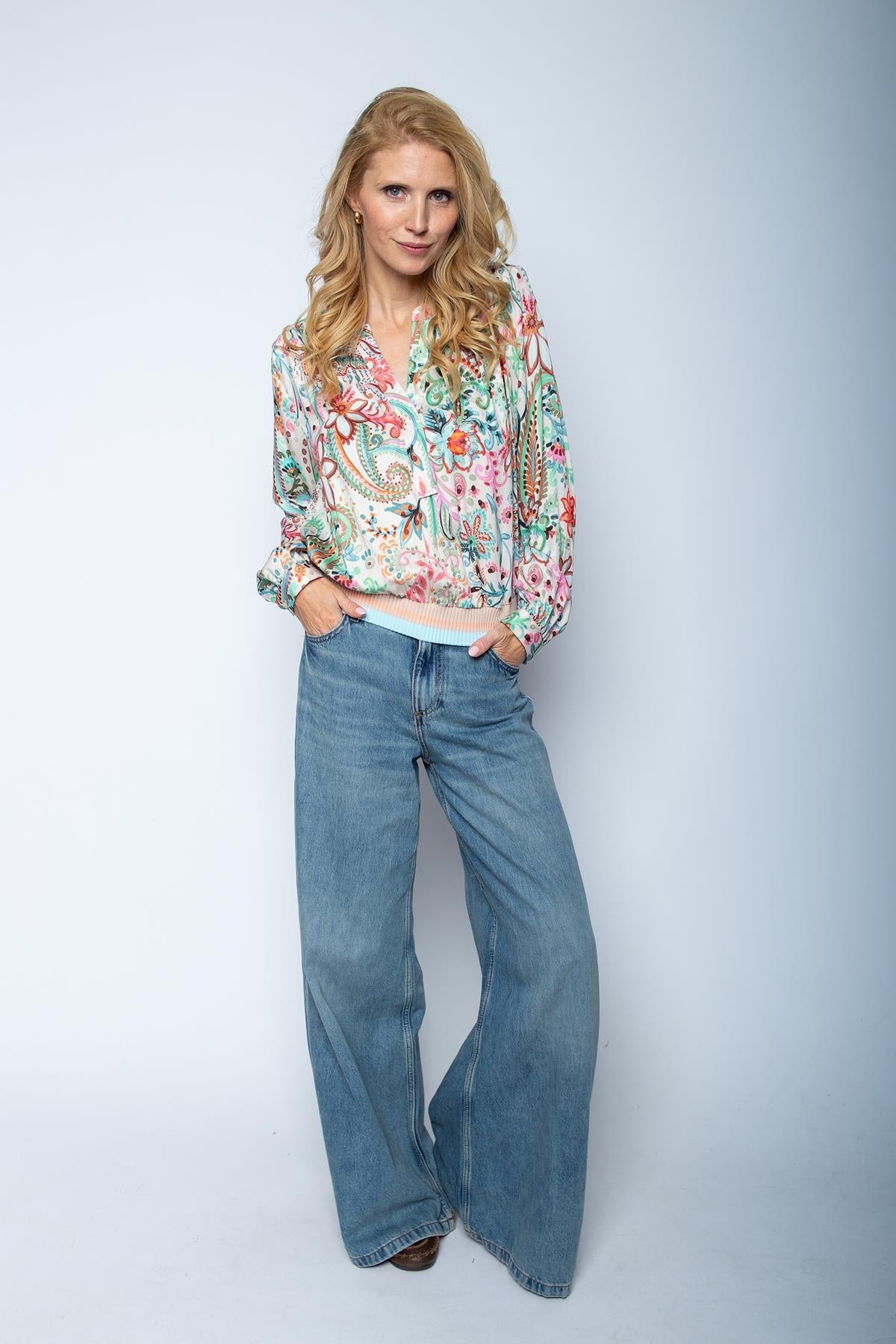 Bluse mit elastischem Bund multi flower paisley Bluse Emily van den Bergh