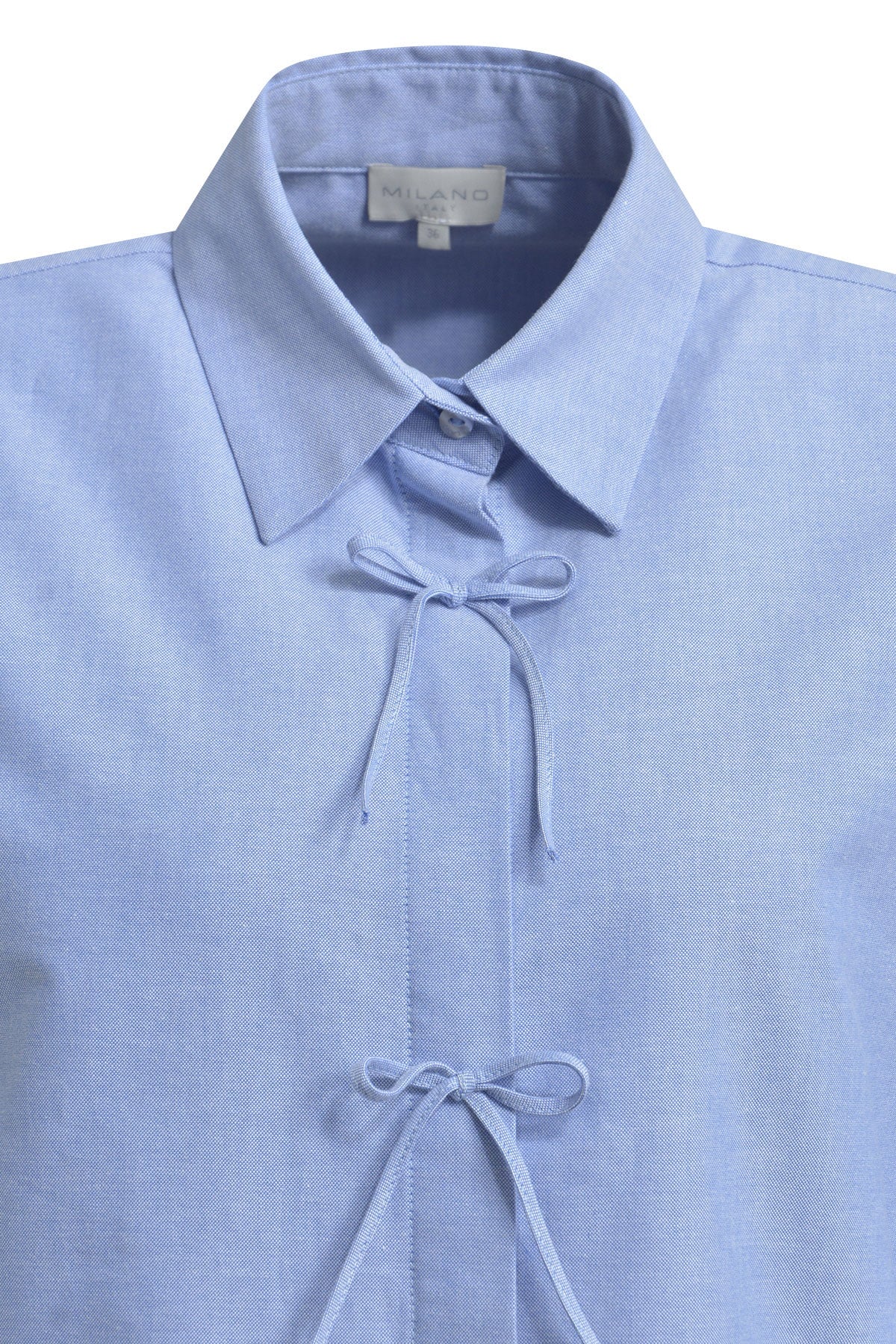Bluse with deco bow tie placket 1/1 sleeve light blue Bluse Milano