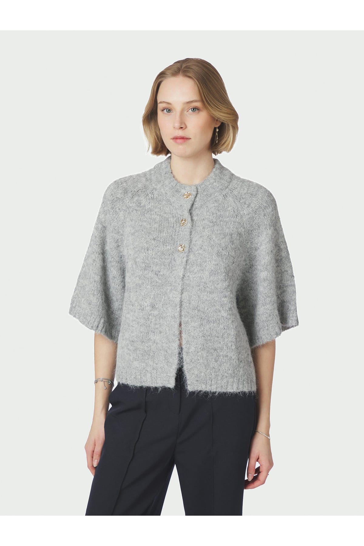 Cardigan Benuta Fluffy Knit Grey melange Cardigan Neo Noir