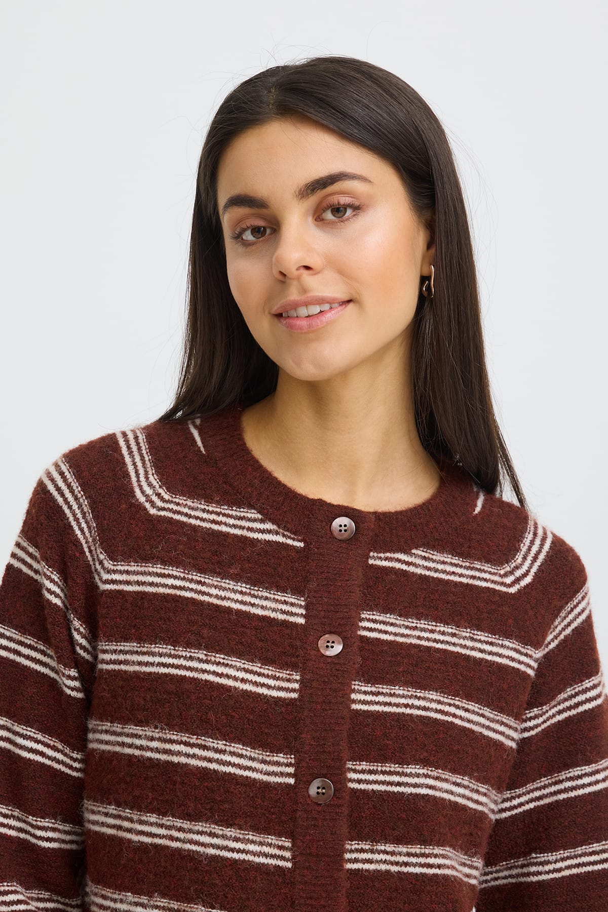Cardigan FRKENDRA CAR 2 RUM RAISIN STRIPE Cardigan Fransa