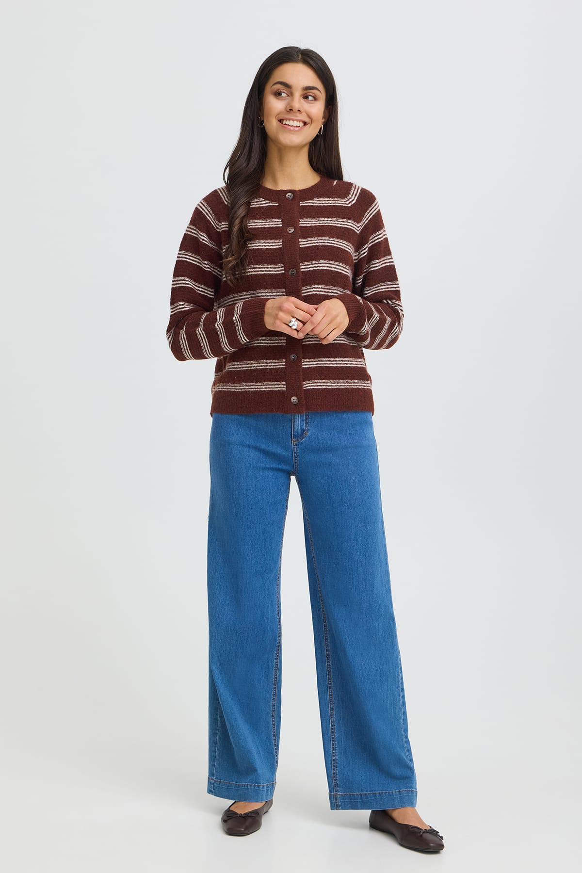Cardigan FRKENDRA CAR 2 RUM RAISIN STRIPE Cardigan Fransa