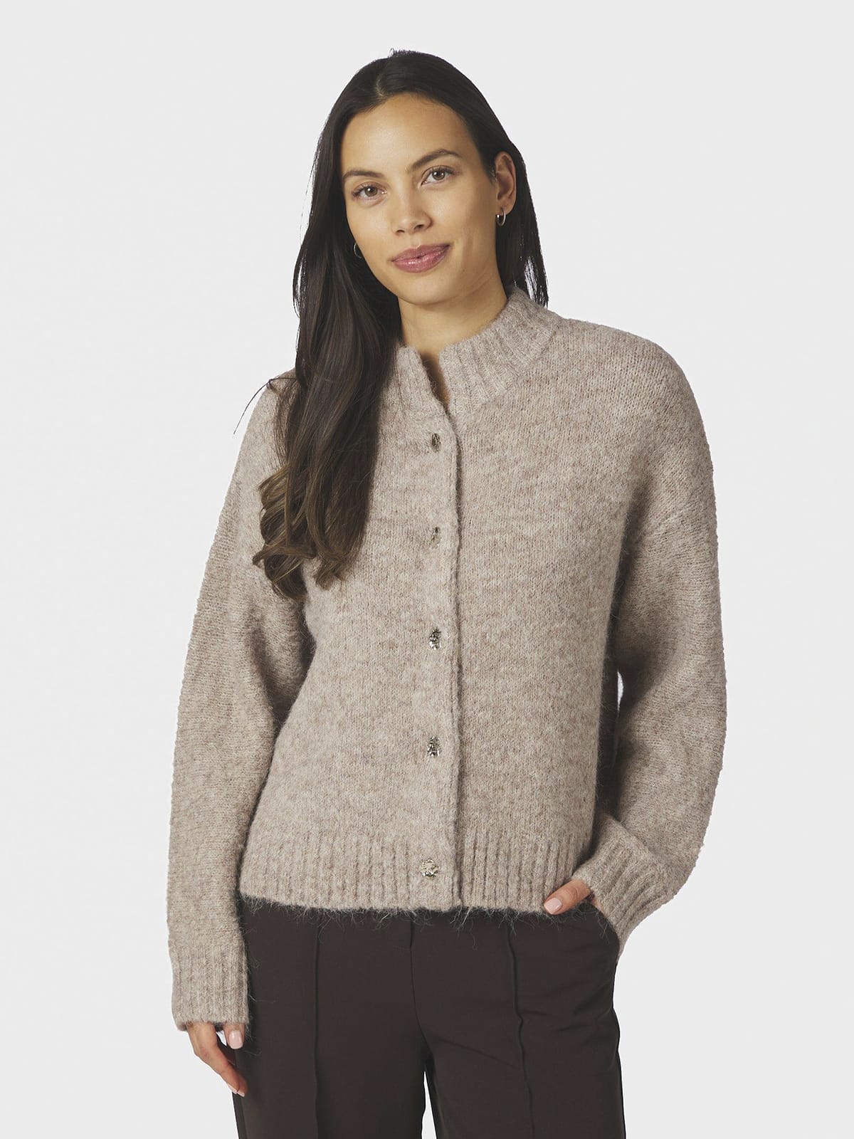 Cardigan Taura Fluffy Knit Beige Melange Cardigan Neo Noir