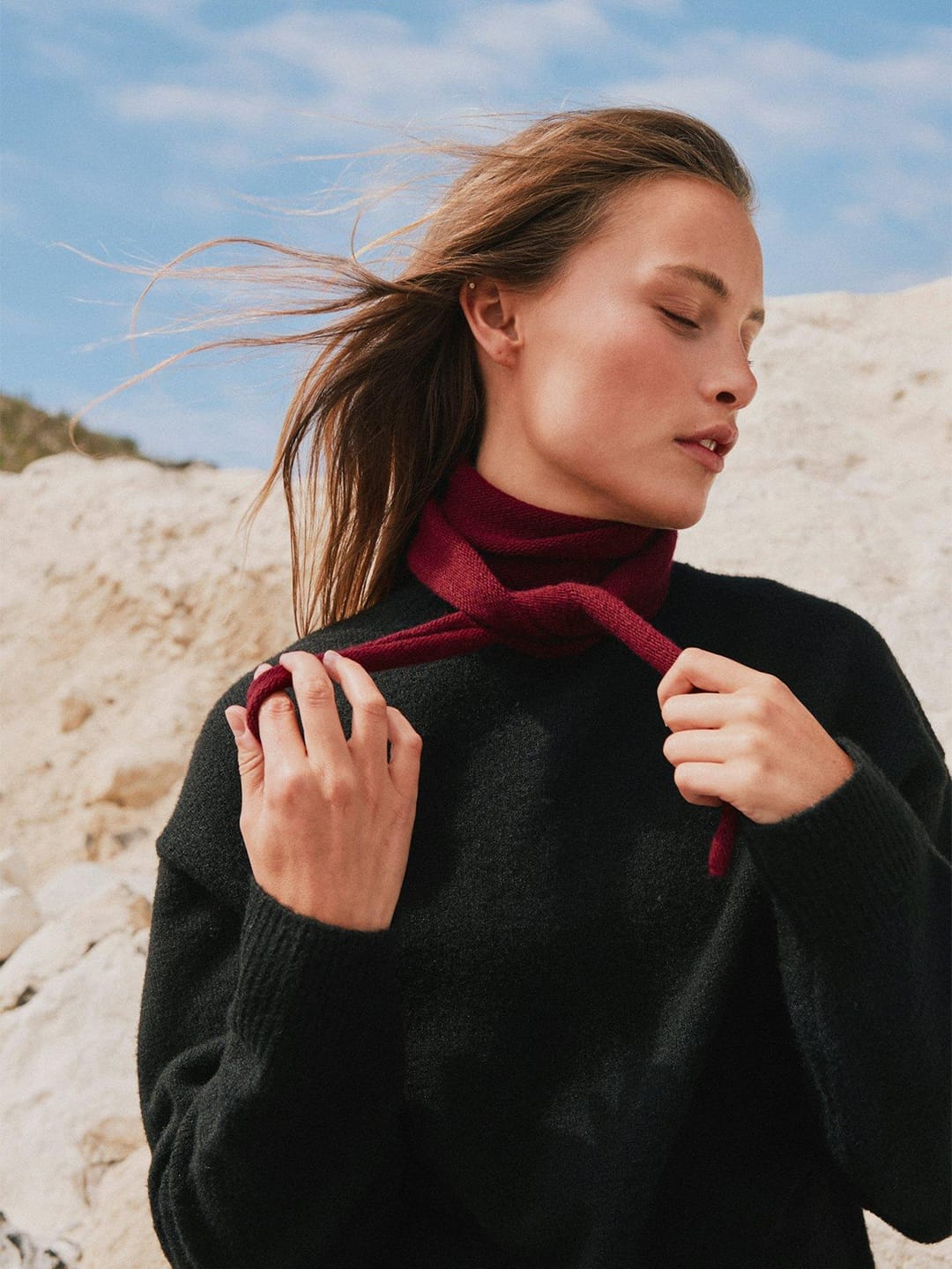 Halstuch Misty Knit Scarf Wine Halstuch Neo Noir