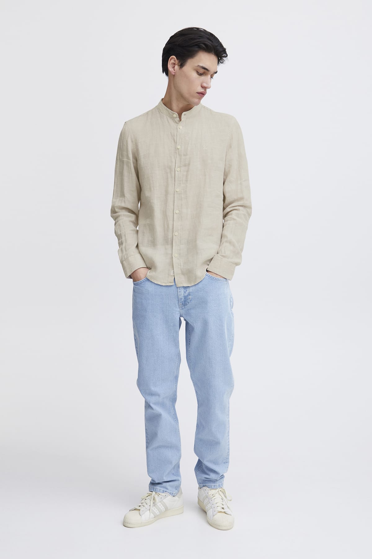 Hemd Anton LS CC linen shirt Chateau Gray Hemd Casual Friday