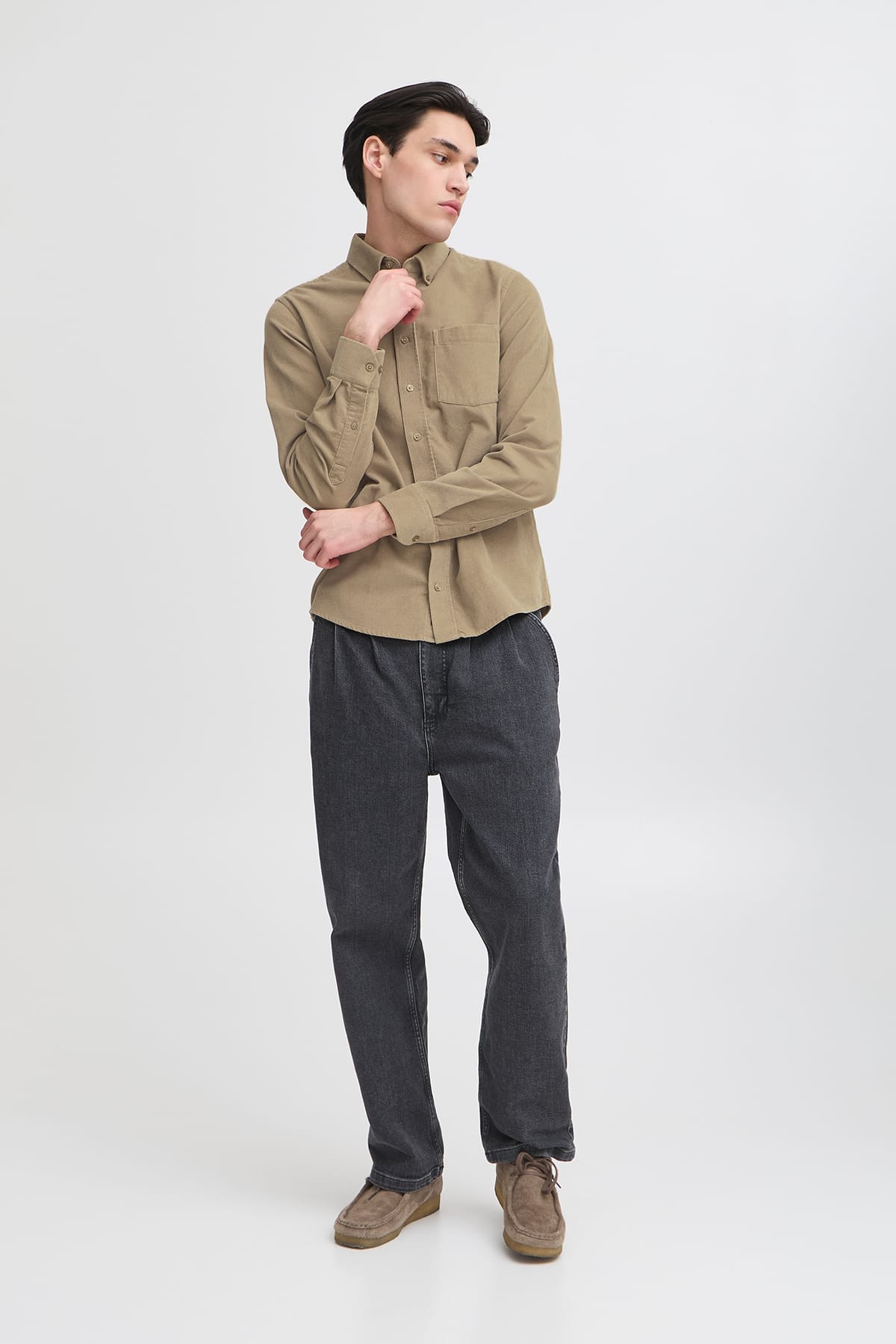 Hemd CFANTON LS BD baby cord shirt Roasted Cashew Hemd Casual Friday