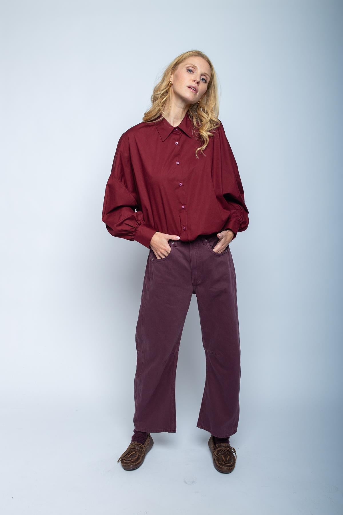 Hemd mit klassischem Kragen bordeaux Hemd Emily van den Bergh