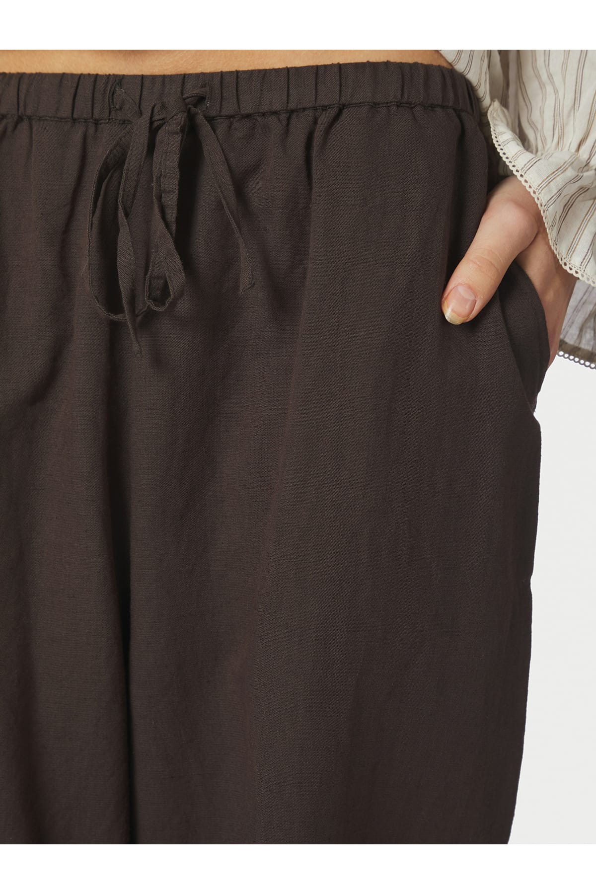 Hose Heifa Linen Pants Dark brown Hose Neo Noir