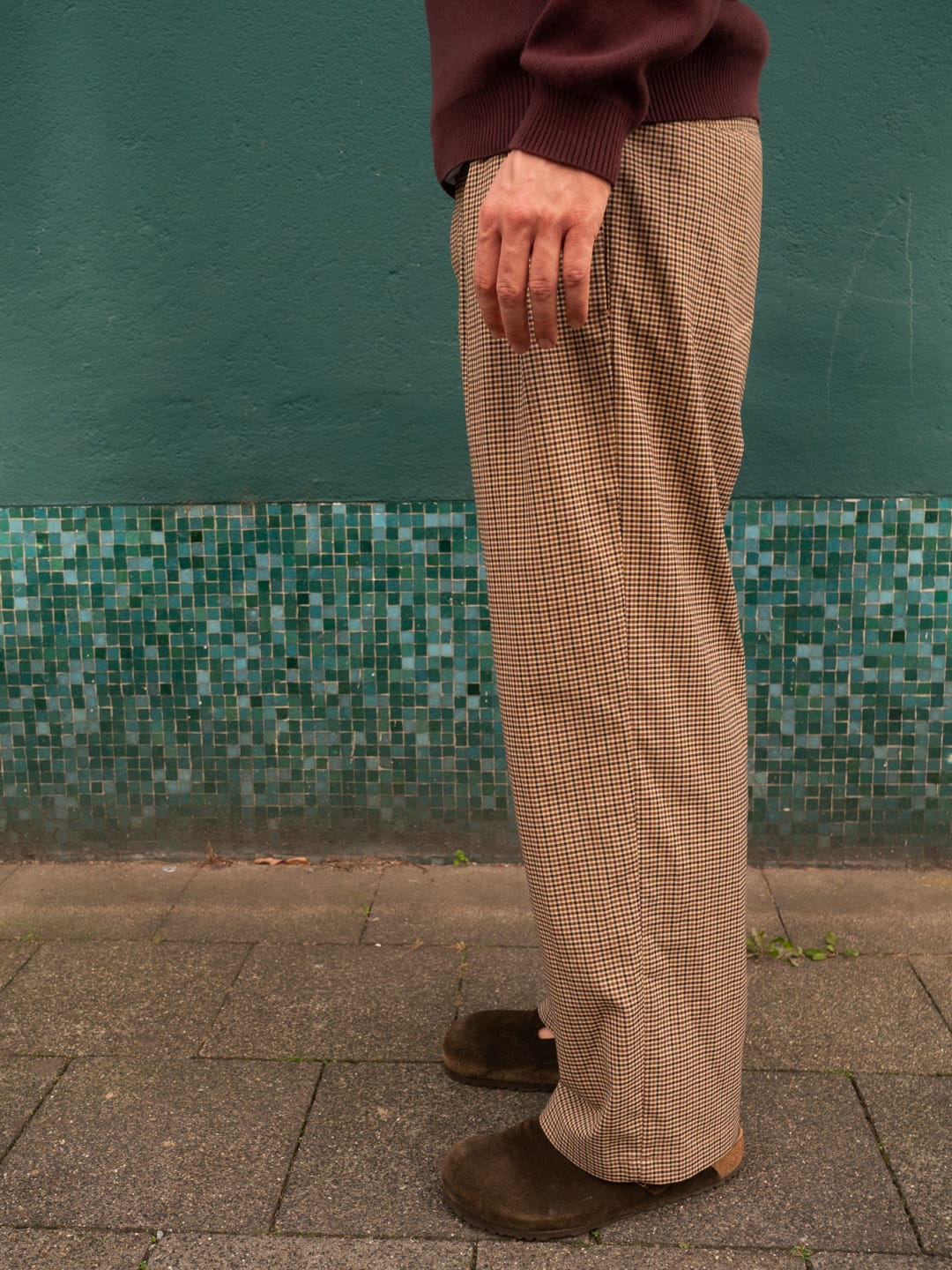 Hose Oliver F Kariert Hose White Sand