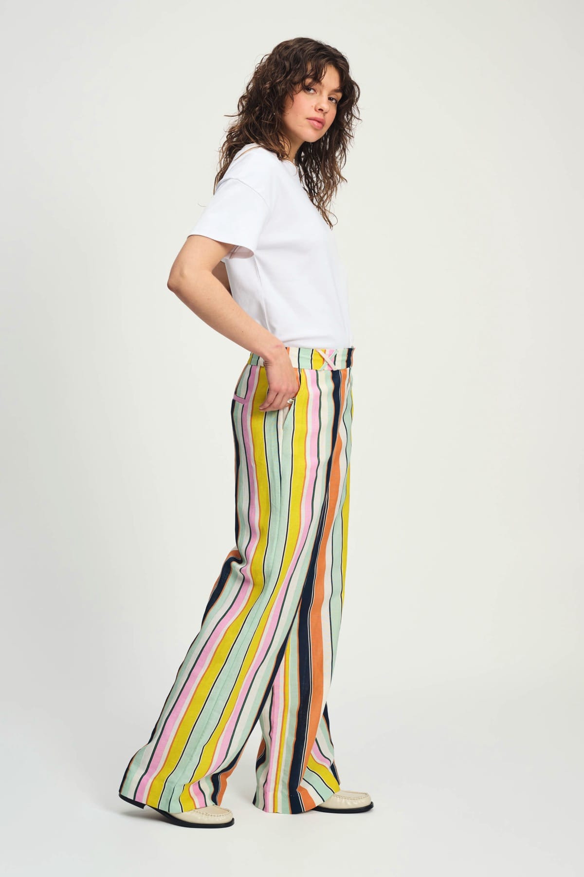 Hose - Paradise Stripes Linen Multicolour Hose POM Amsterdam