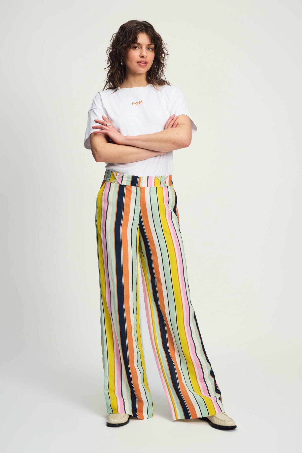 Hose - Paradise Stripes Linen Multicolour Hose POM Amsterdam