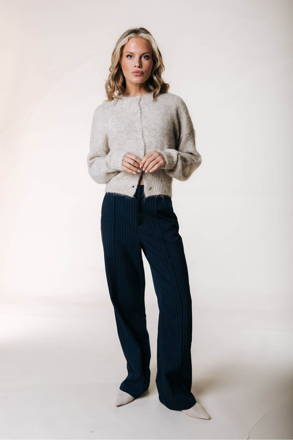 Hose Rus Pinstripe Pintuck Straight Dark blue Hose Colourful Rebel