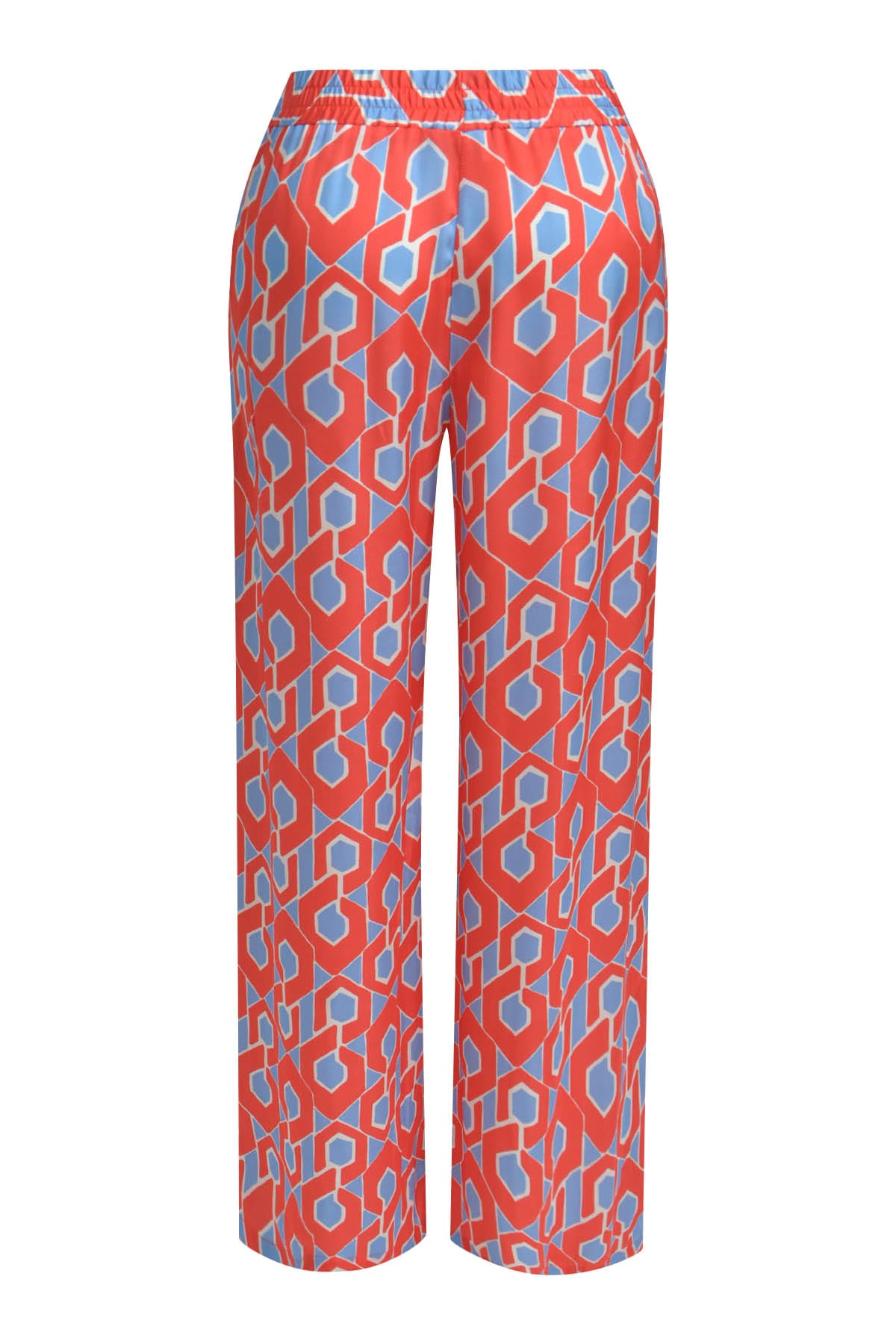 Hose wideleg elastic waist french pockets red print Hose Milano