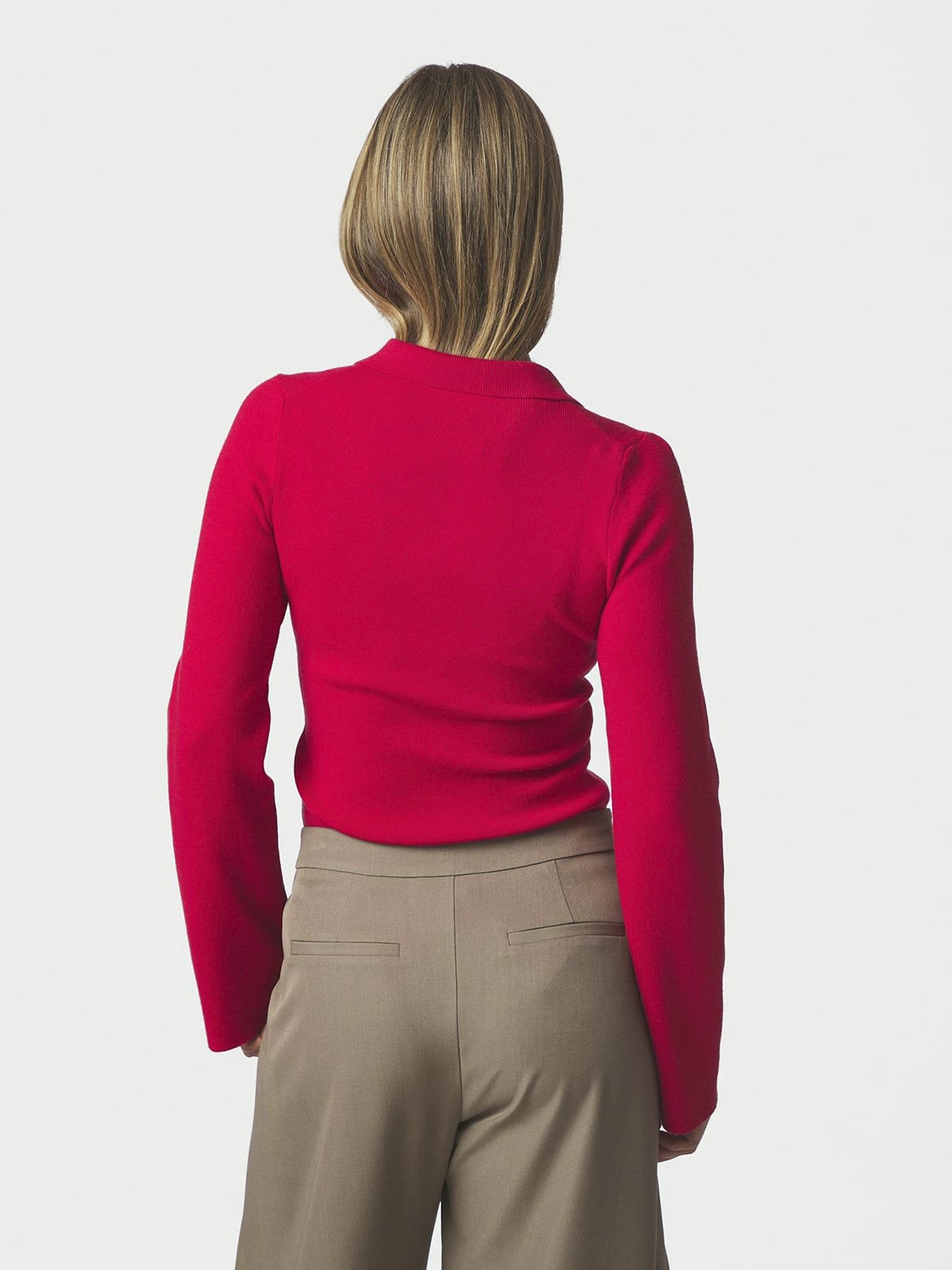 Longsleeve Fannya LS Solid Knit Polo Red Longsleeve Neo Noir