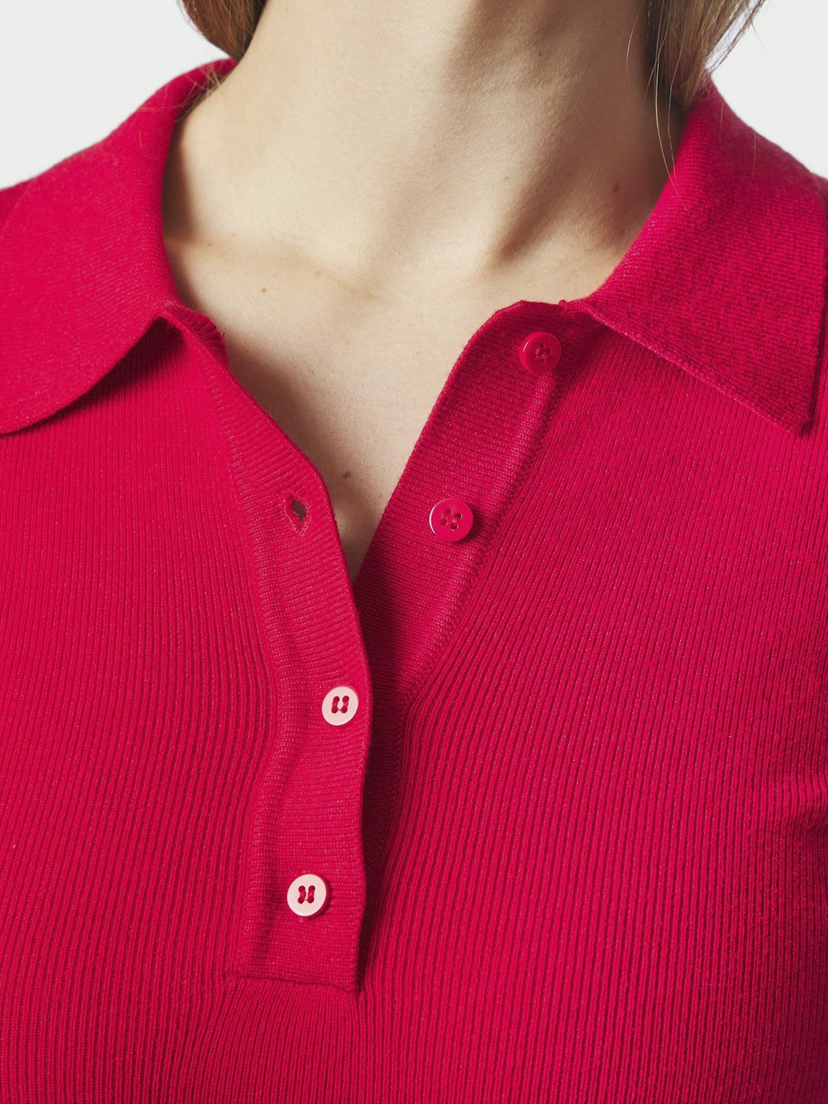 Longsleeve Fannya LS Solid Knit Polo Red Longsleeve Neo Noir