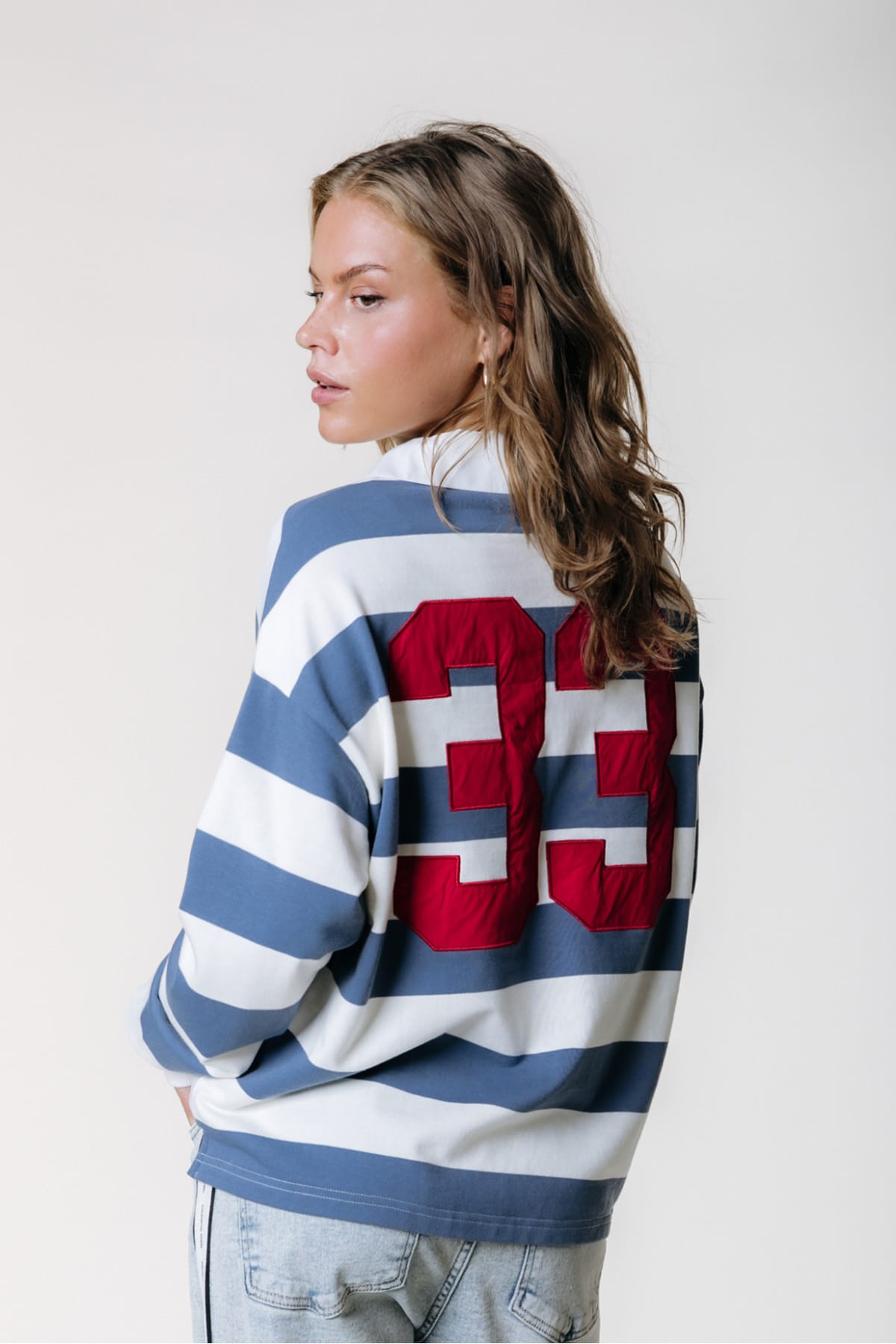 Longsleeve Skyler Striped 33 Polo Medium blue Longsleeve Colourful Rebel