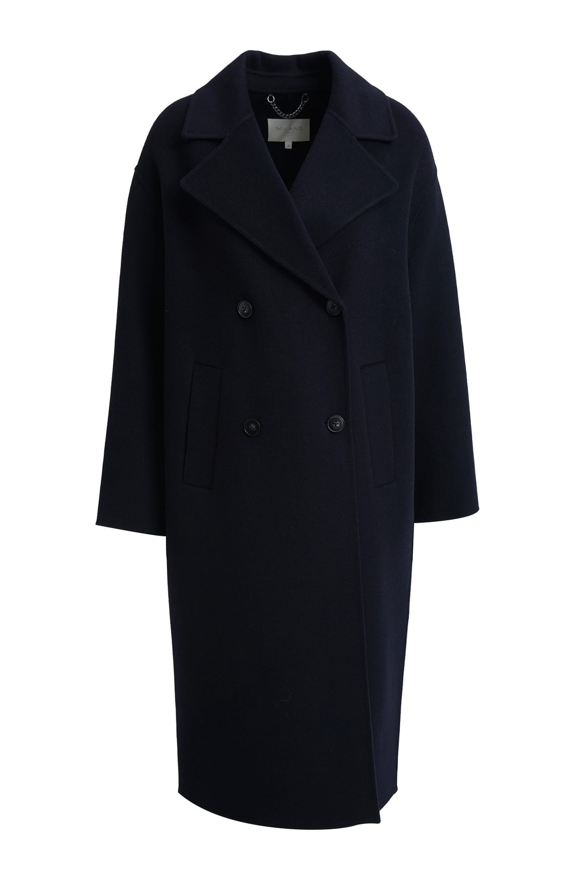 Mantel double breasted wool lapel collar welt pockets 1/1 navy Mantel Milano