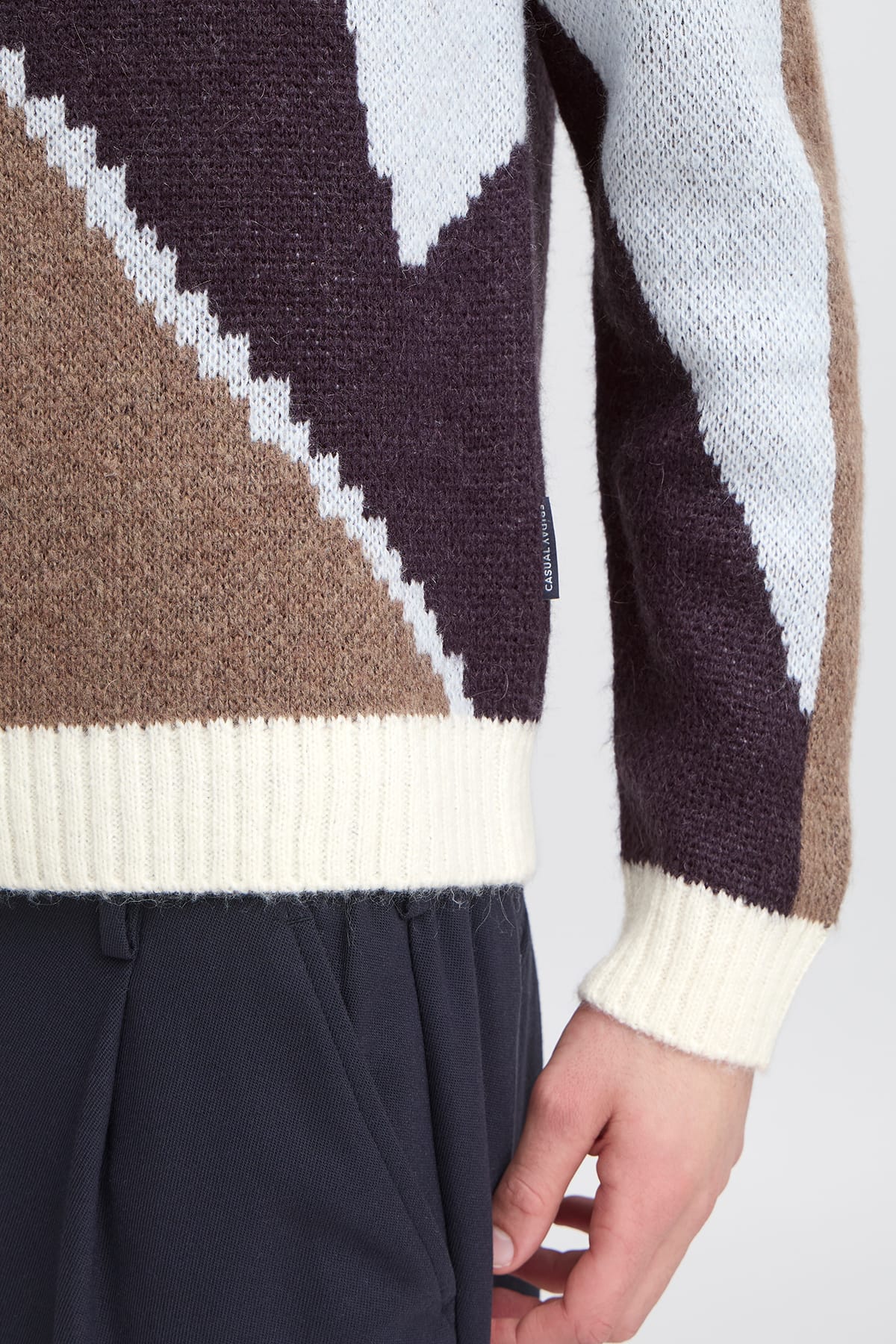 Pullover CFBIRK geometric knit with polo collar Roasted Cashew Pullover Casual Friday