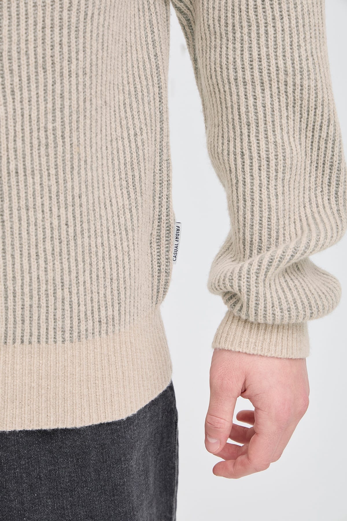 Pullover CFFENIX two toned ribbed knit Silver Lining Pullover Casual Friday