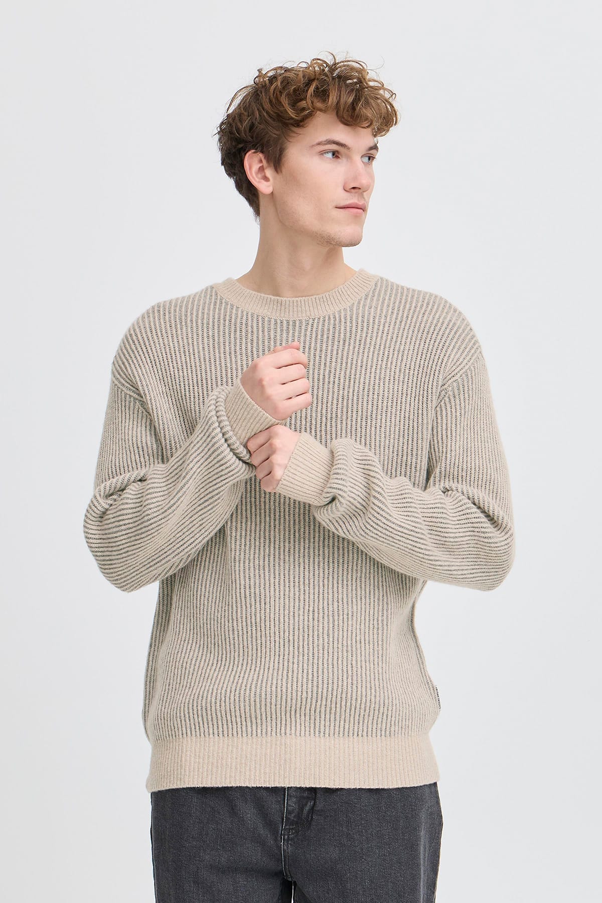 Pullover CFFENIX two toned ribbed knit Silver Lining Pullover Casual Friday
