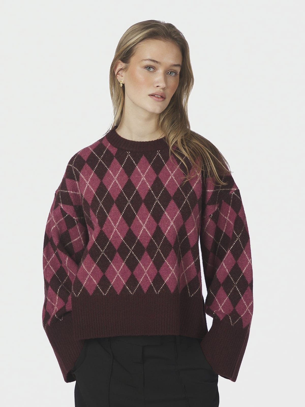 Pullover Kick Check Knit Wine Pullover Neo Noir