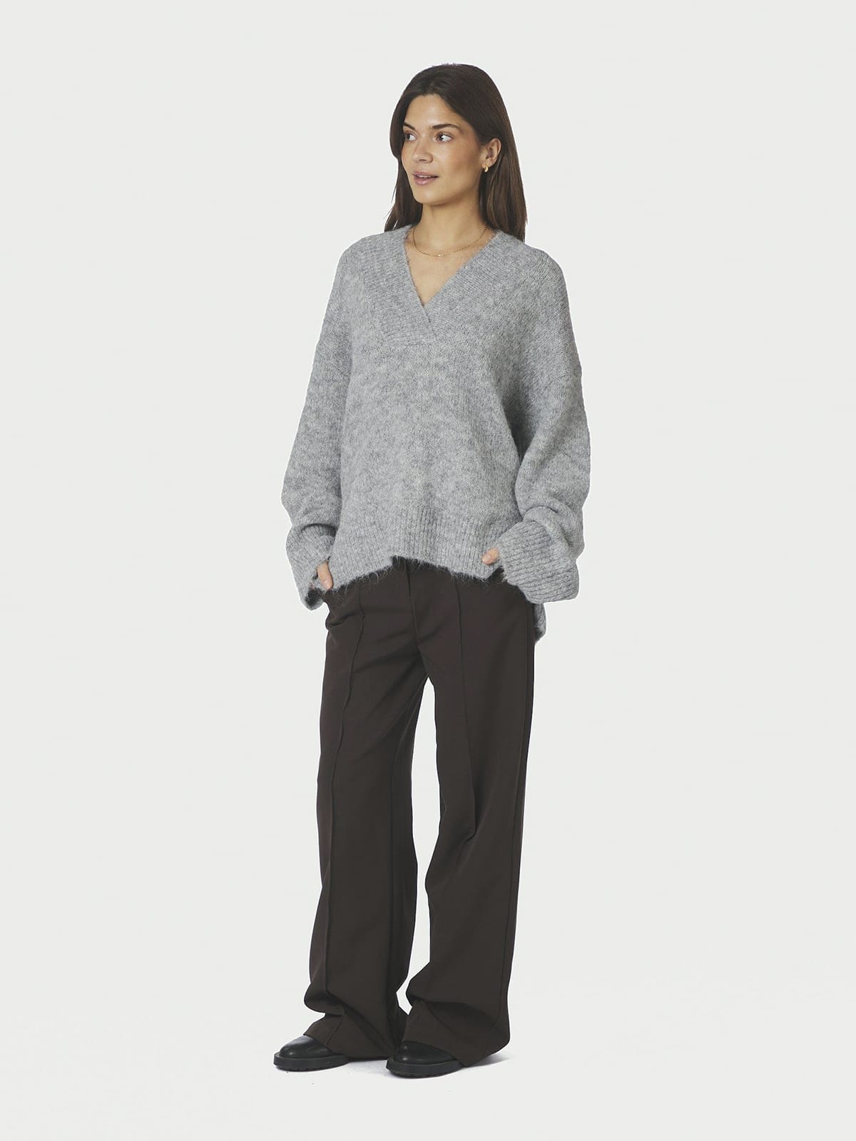 Pullover Melli Fluffy Knit Grey melange Pullover Neo Noir