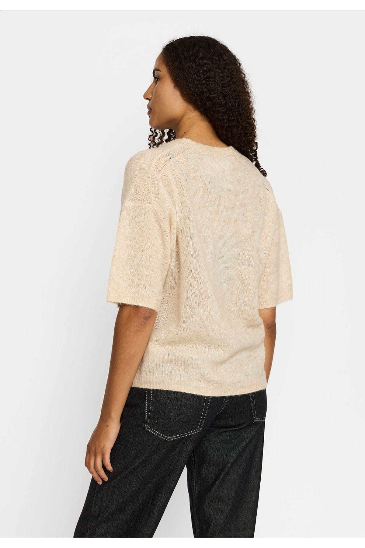 Pullover Shortsleeve Knit Offwhite-melange Pullover Selfhood