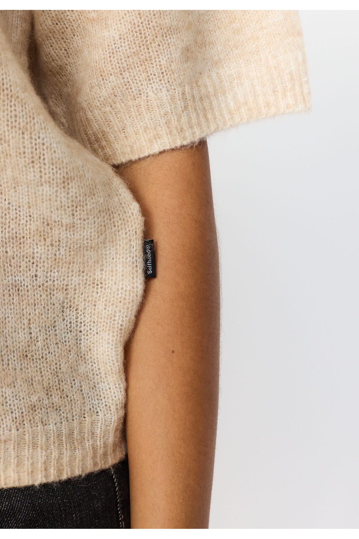 Pullover Shortsleeve Knit Offwhite-melange Pullover Selfhood