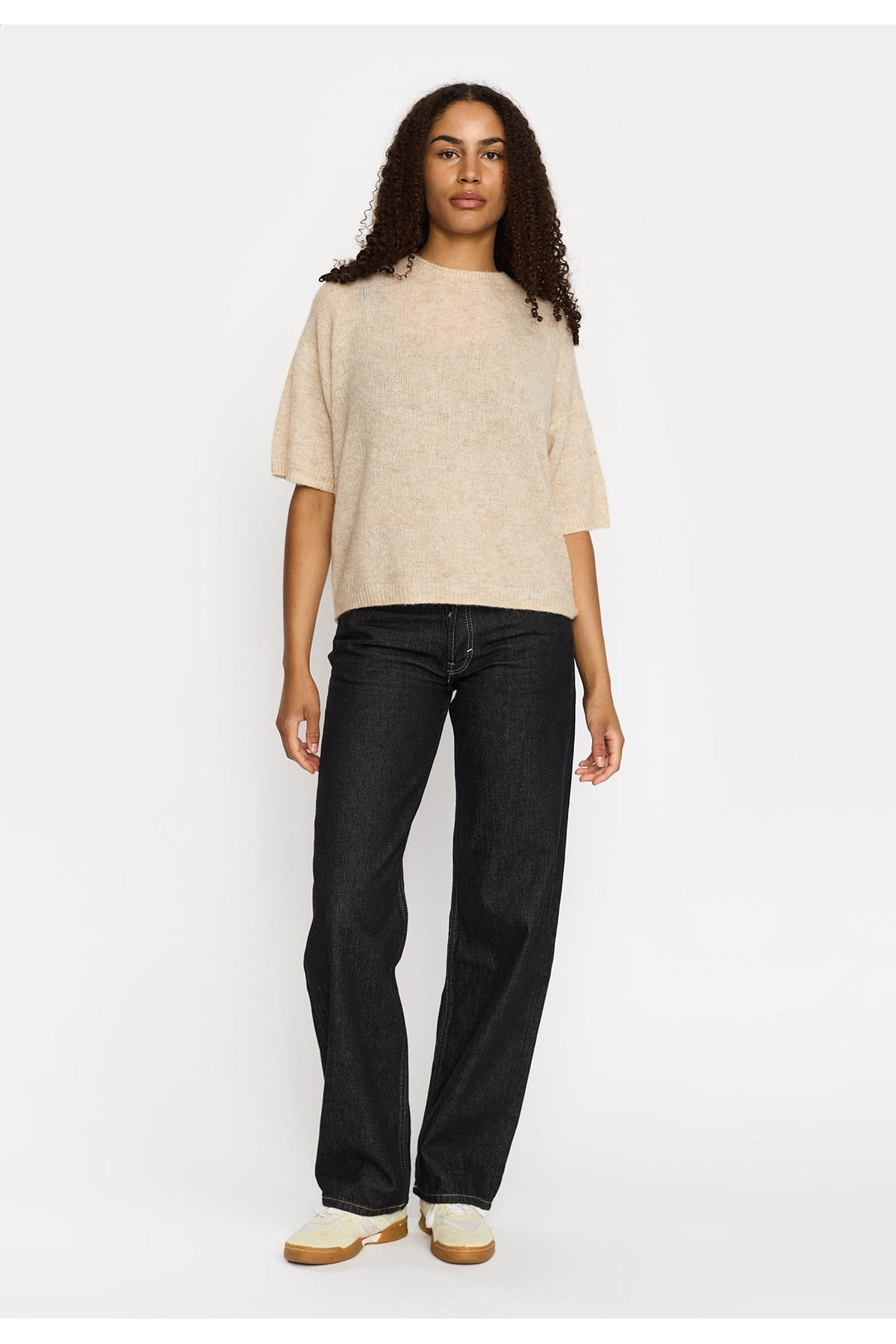 Pullover Shortsleeve Knit Offwhite-melange Pullover Selfhood