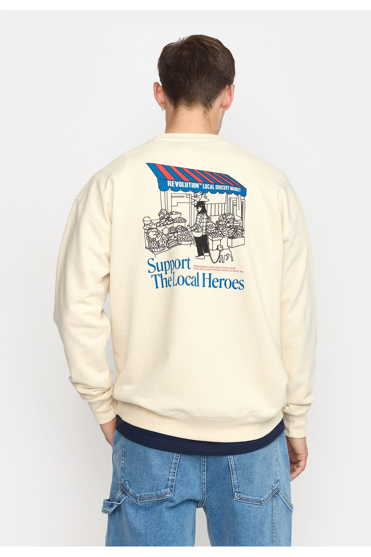 Sweatshirt Printed Crewneck Local Heroes Offwhite Sweatshirt RVLT Revolution