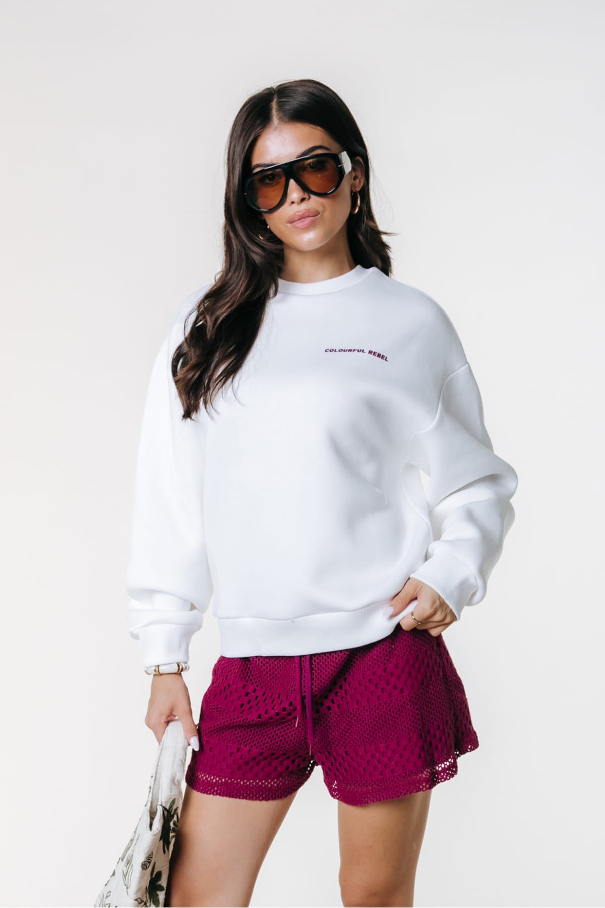 Sweatshirt Summer Shell Dropped Shoulder Standard white Sweatshirt Colourful Rebel