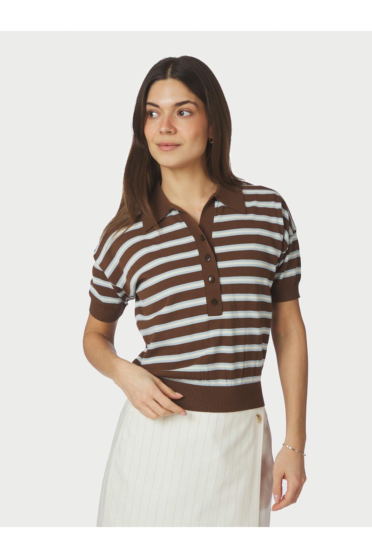 T-Shirt Emira Knit Polo Dark brown T-Shirt Neo Noir