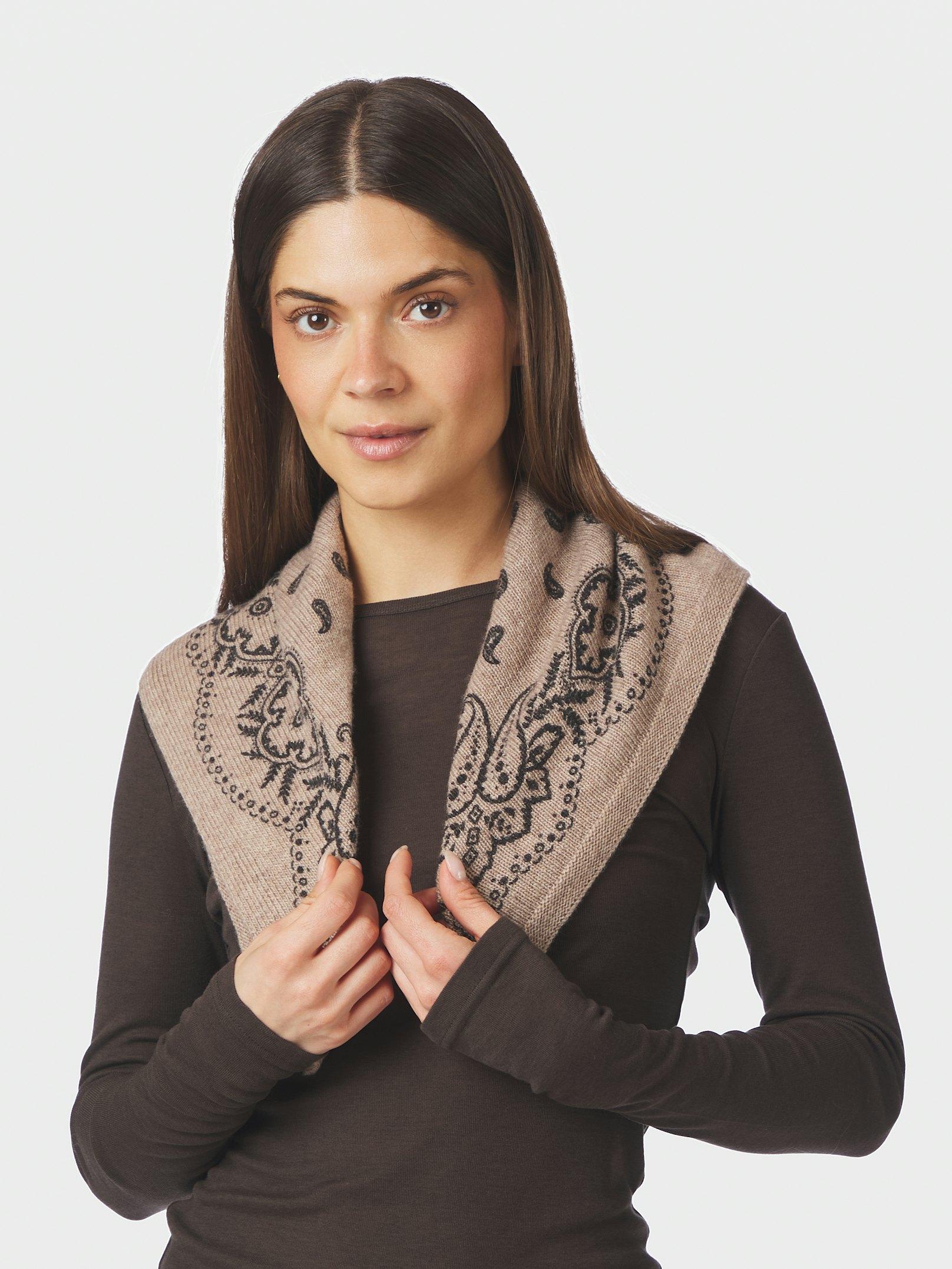 Tuch Adelina Paisley Knit Scarf Beige Melange Tuch Neo Noir
