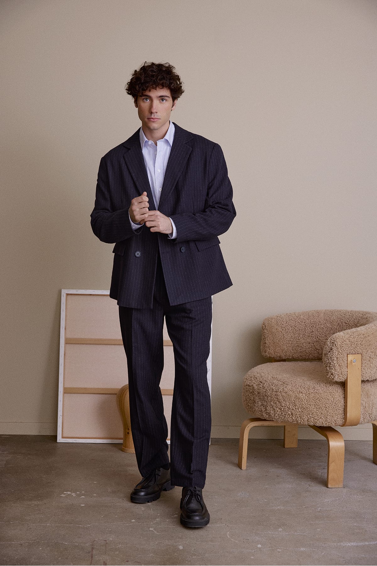 Blazer CFALBY 0240 PINSTRIPED BLAZER Dark Navy Blazer Casual Friday 