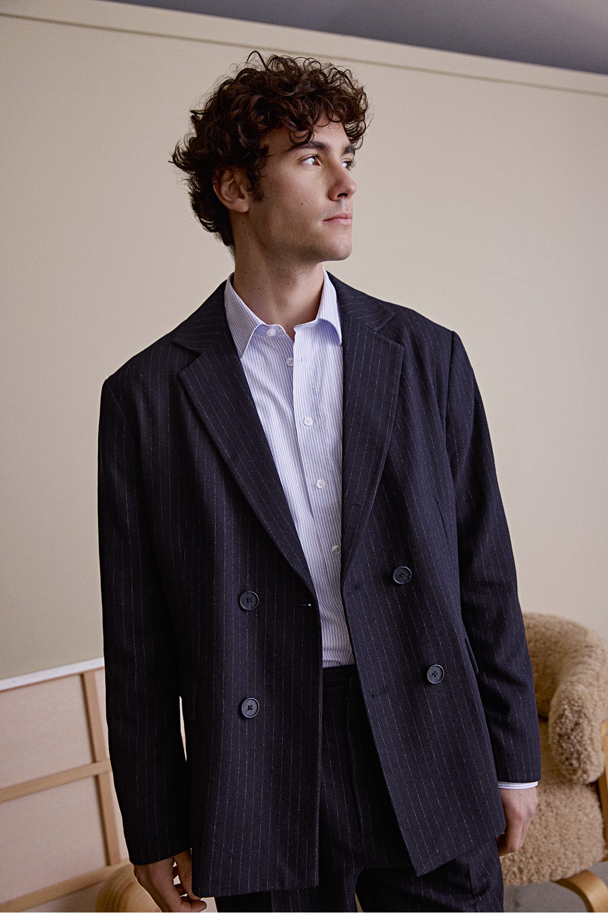 Blazer CFALBY 0240 PINSTRIPED BLAZER Dark Navy Blazer Casual Friday 