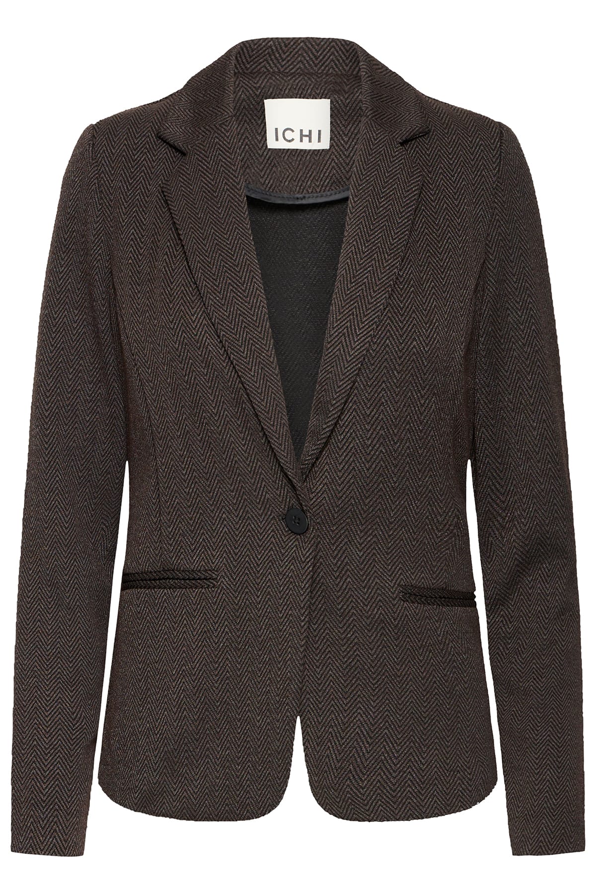 Blazer IHKATE JACQUARD BL4 BLACK BROWN HERRINGBONE Blazer ICHI 