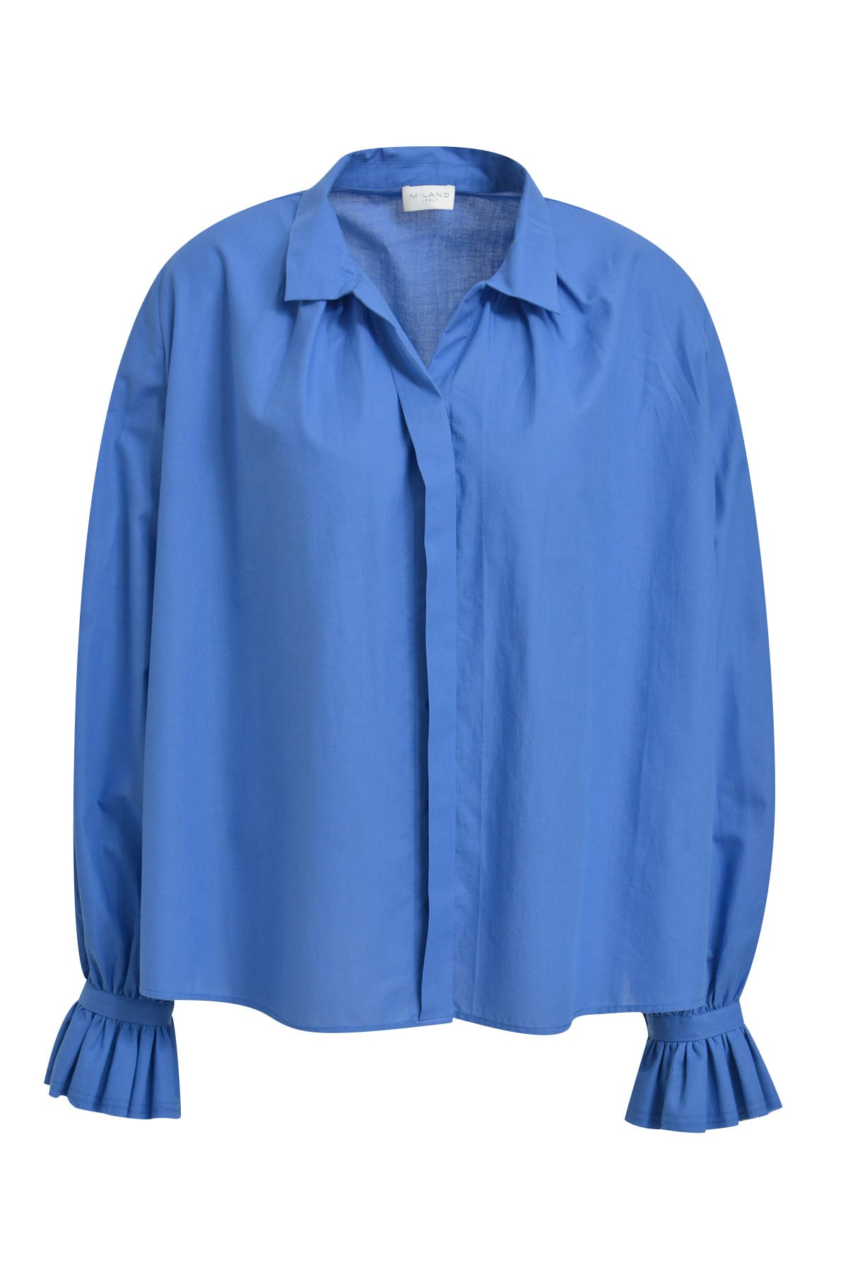 Bluse 1/1 volume sleeve blue Bluse Milano 