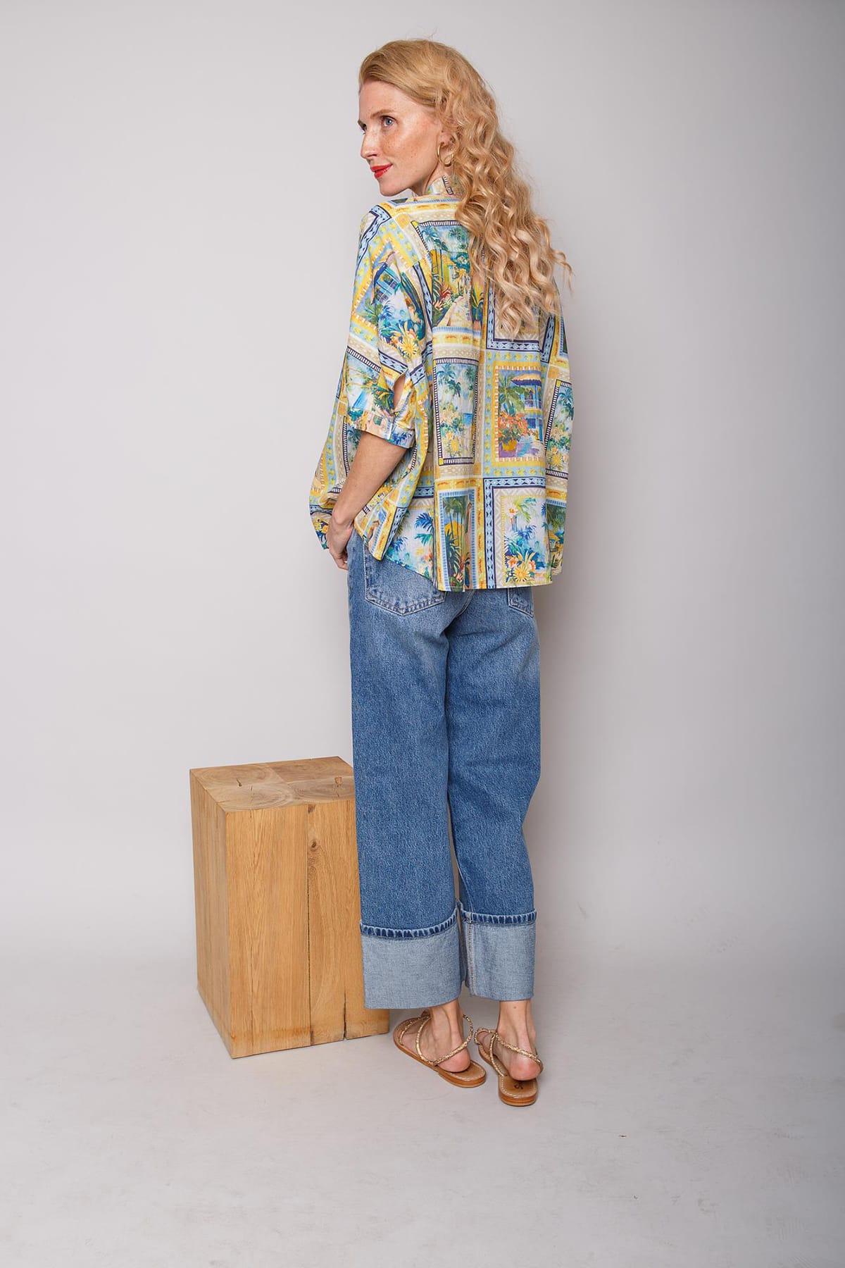 Bluse angeschnittener Ärmel lemon multi Bluse Emily van den Bergh 
