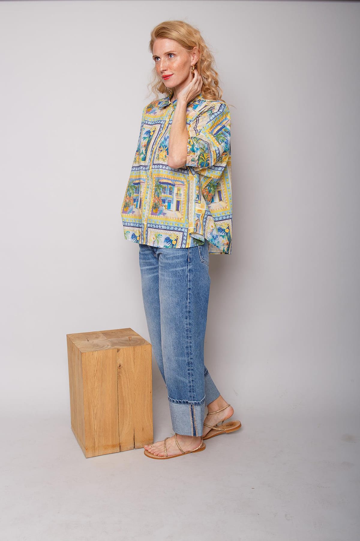 Bluse angeschnittener Ärmel lemon multi Bluse Emily van den Bergh 