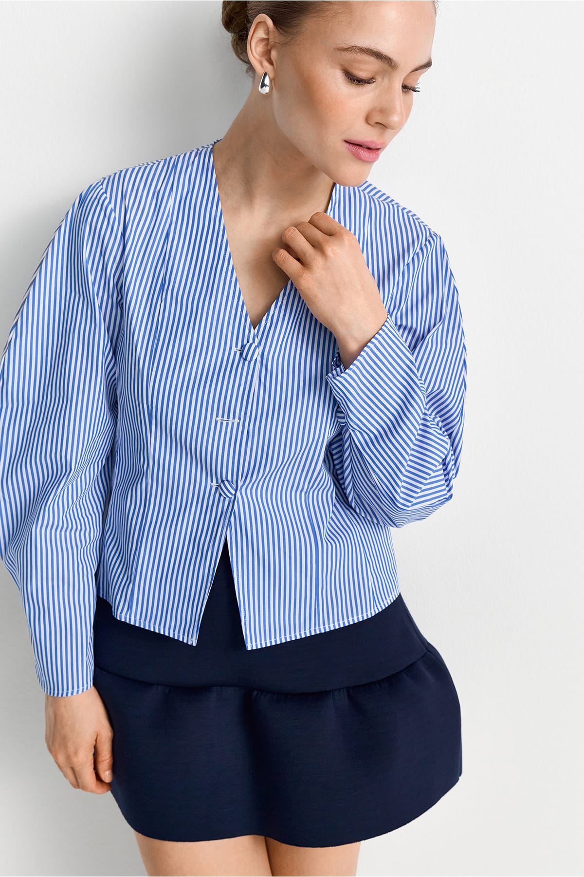 Bluse Cotton Stripe skyway blue Bluse Rich&Royal 