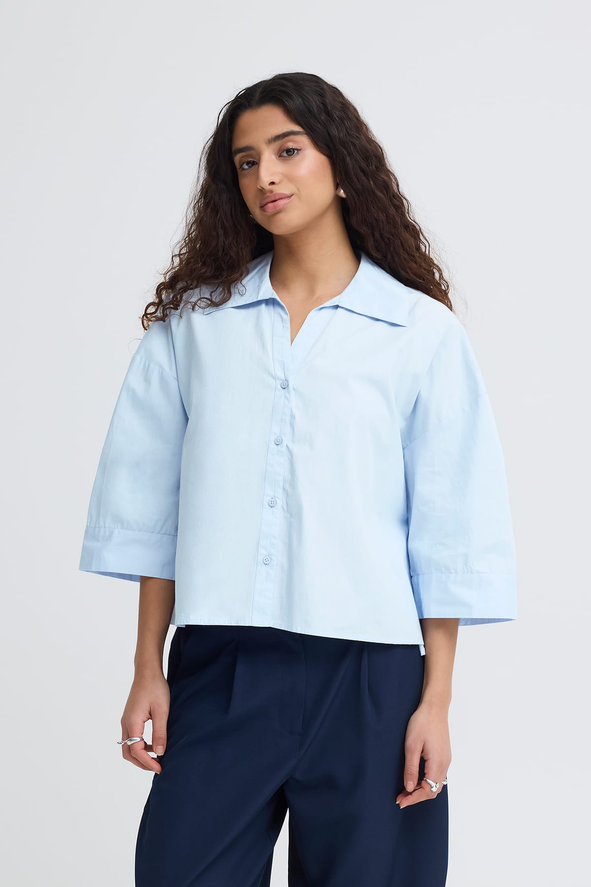 Bluse IHLUANNE SH FLOATY BLUE Bluse ICHI 