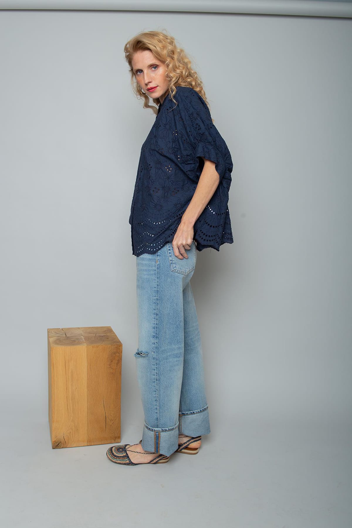 Bluse mit angeschnittenem Ärmel navy Bluse Emily van den Bergh 