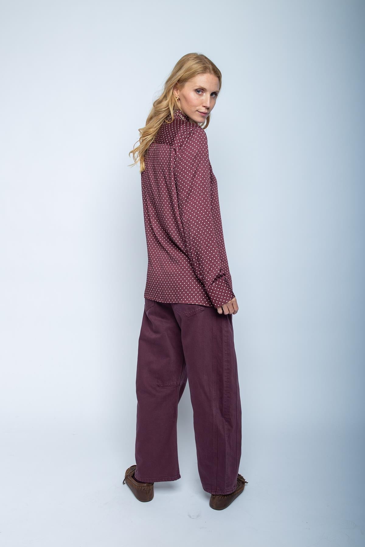 Bluse mit klassichem Kragen bordeaux dots Bluse Emily van den Bergh 