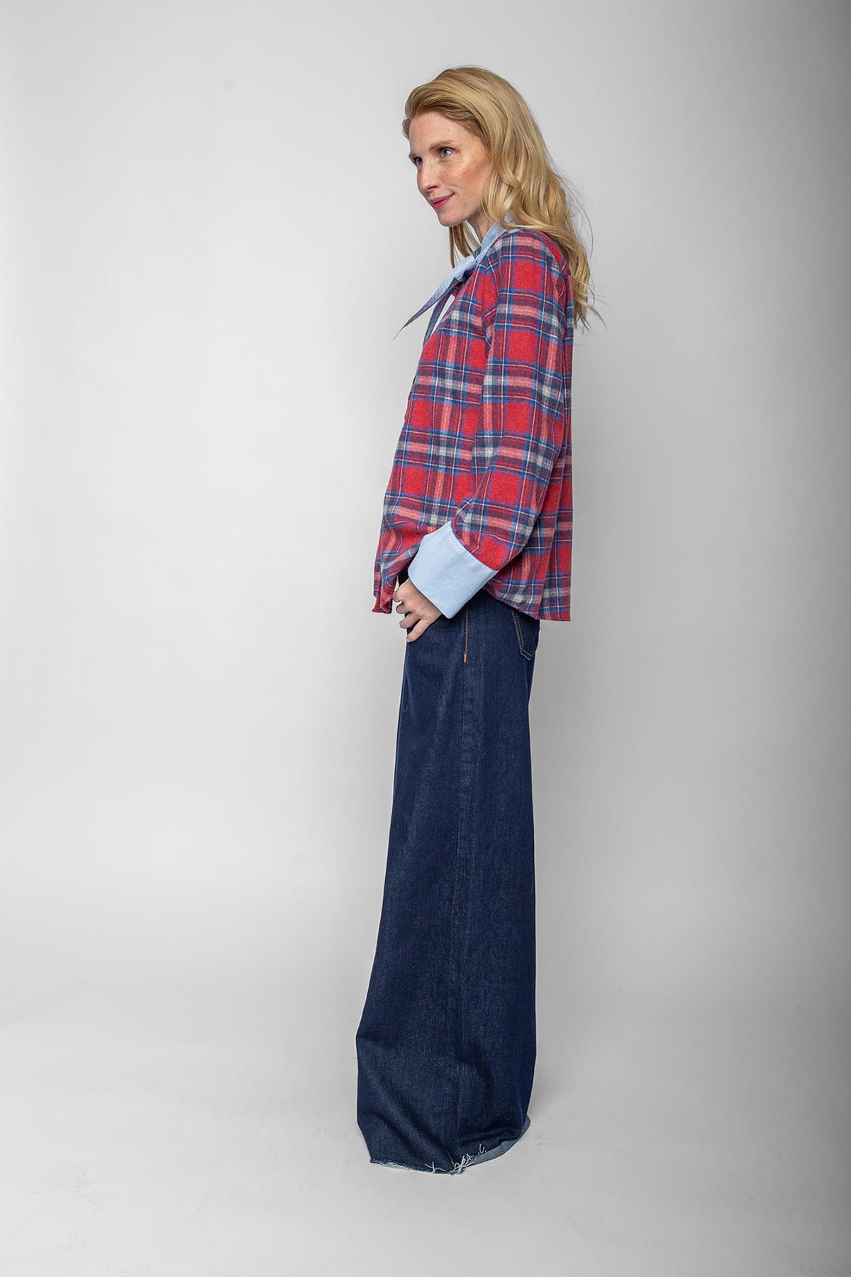 Bluse mit Schleife in Kontrast red blue check Bluse Emily van den Bergh 