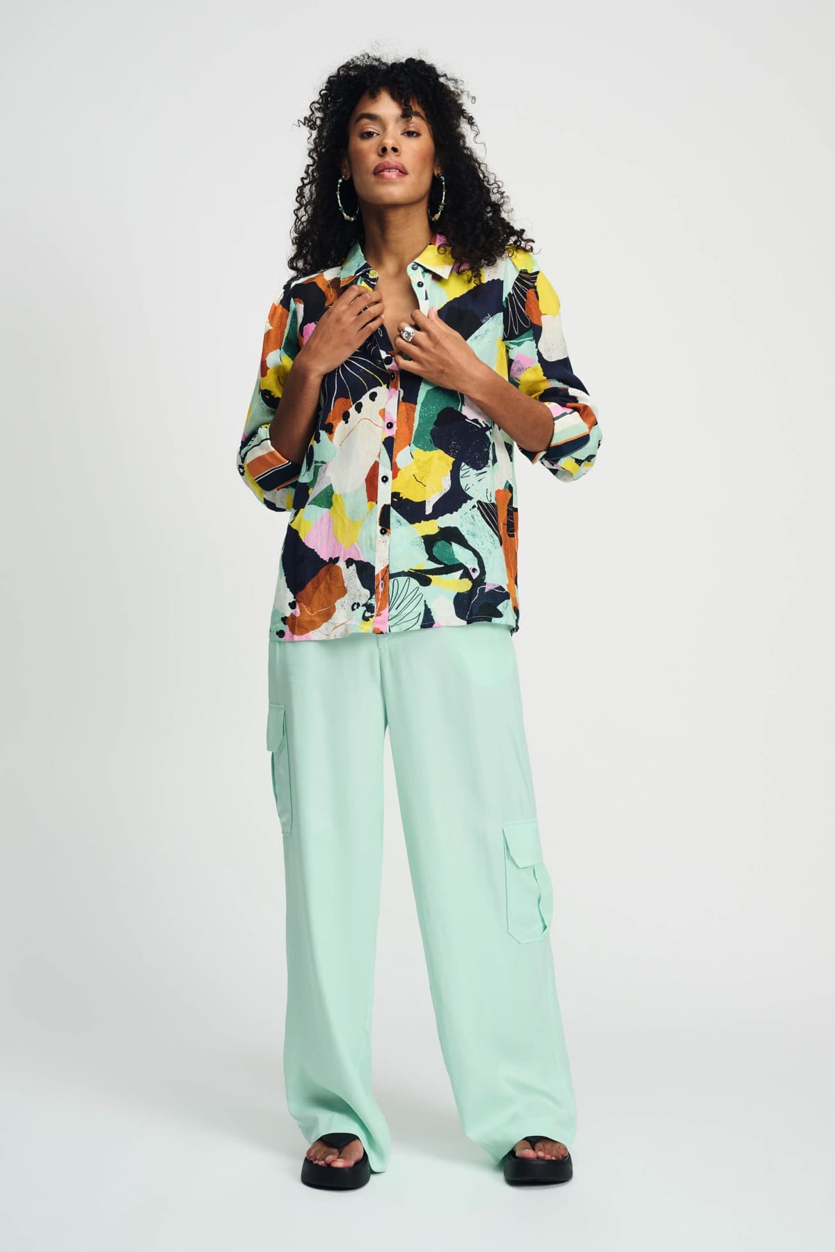 Bluse - Paradise Linen Multicolour Bluse POM Amsterdam 