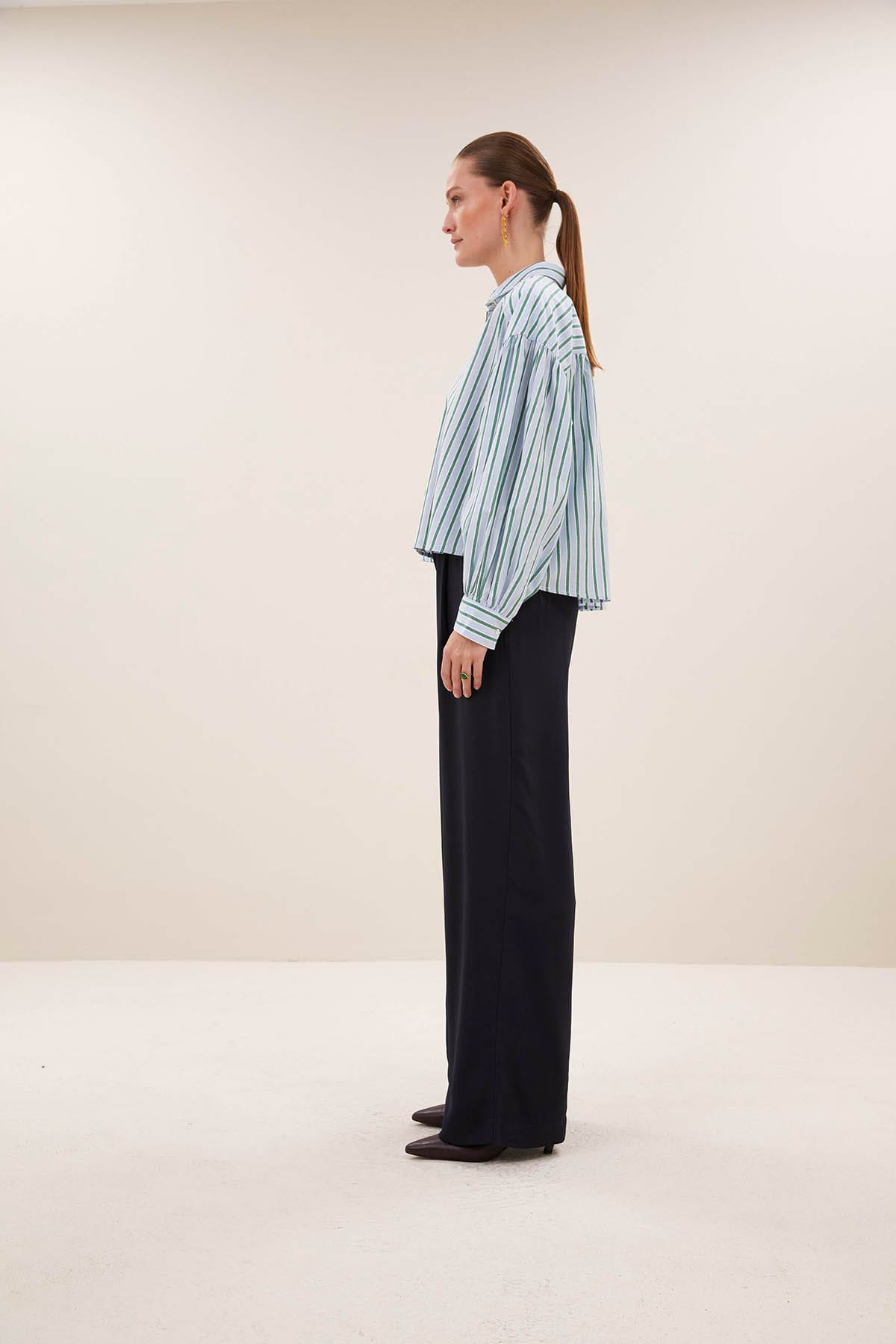 Bluse sarah short sea green sea stripe Bluse By Bar 