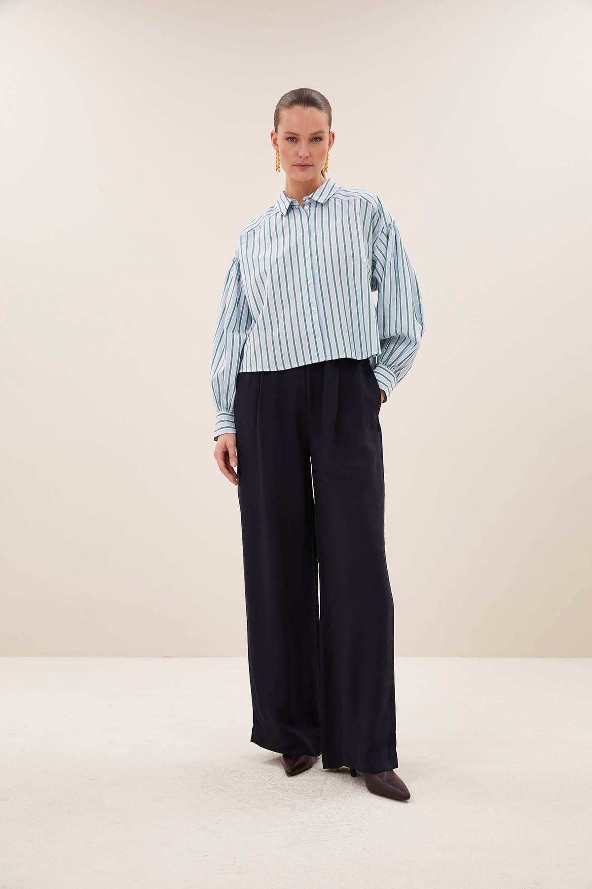 Bluse sarah short sea green sea stripe Bluse By Bar 