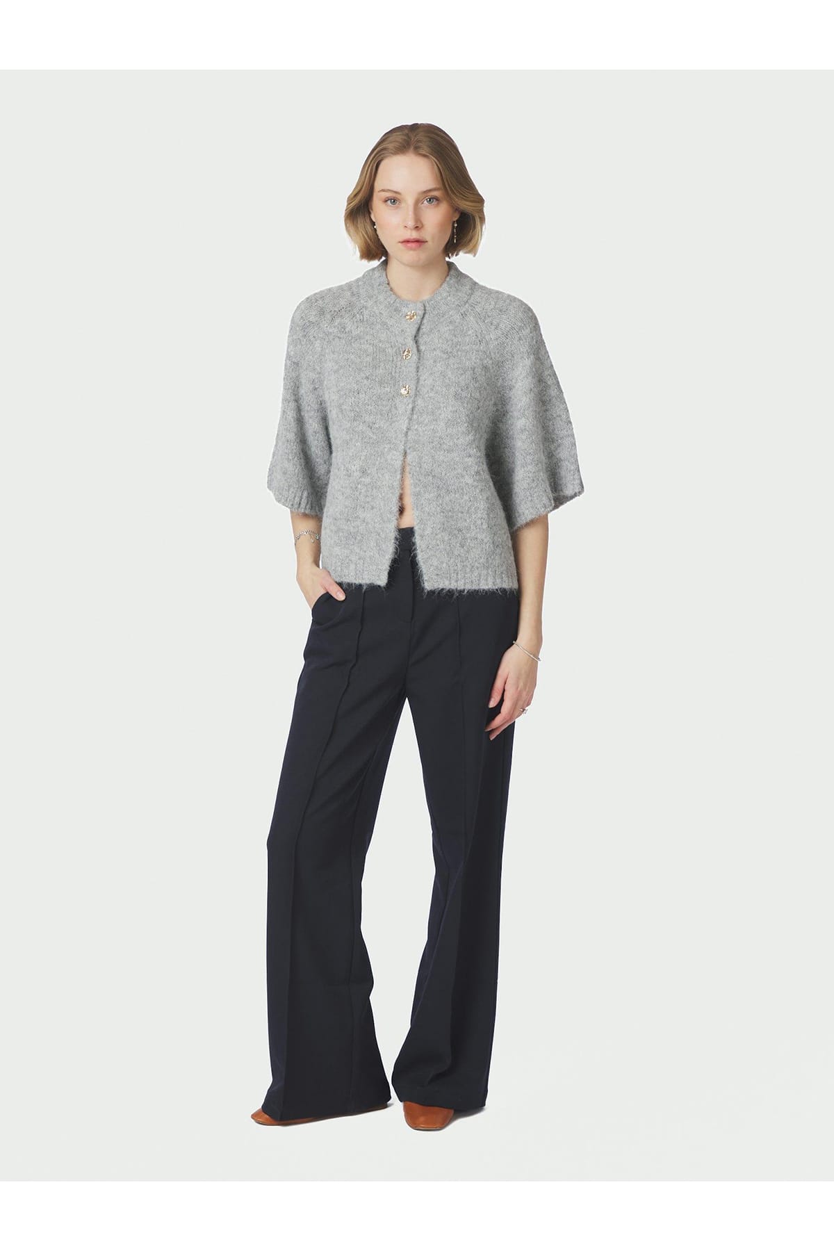 Cardigan Benuta Fluffy Knit Grey melange Cardigan Neo Noir 