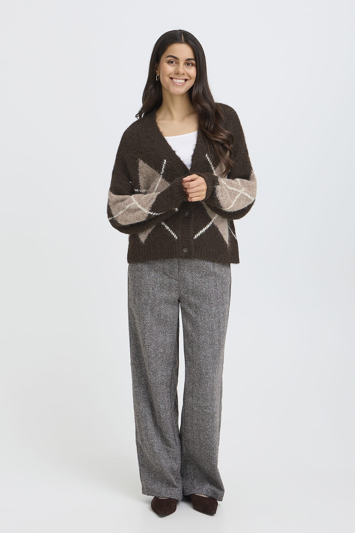 Cardigan FRCHARLEEN CAR 2 HOT FUDGE CHECK Cardigan Fransa 